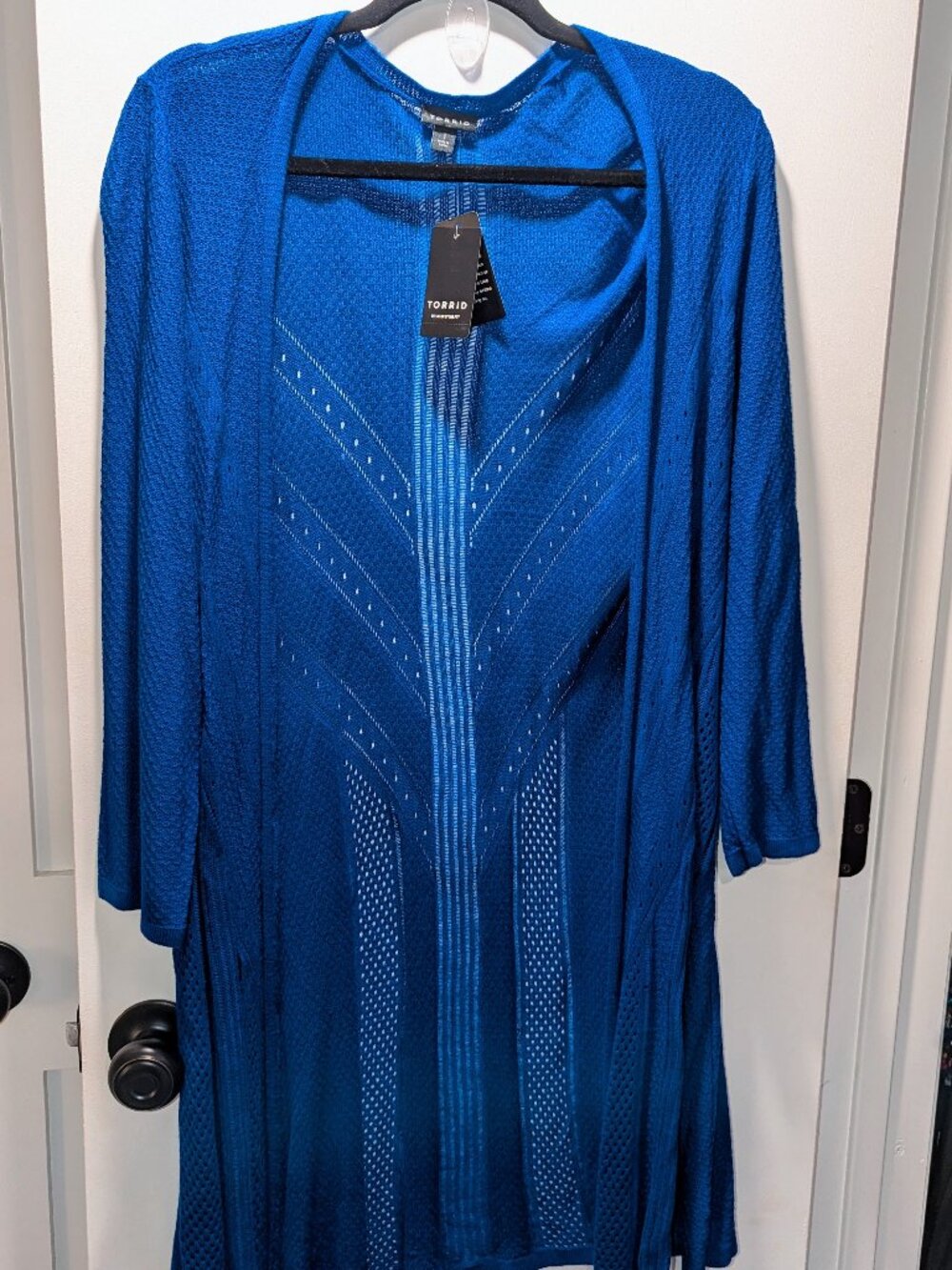 Torrid Pointelle Cardigan Open Front Sweater Blue Sz 1 1X